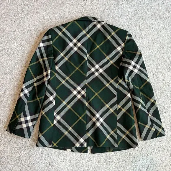Burberry Green Nova Check Wool Single Breasted Sport Coat Jacket 52R NEW Blazer